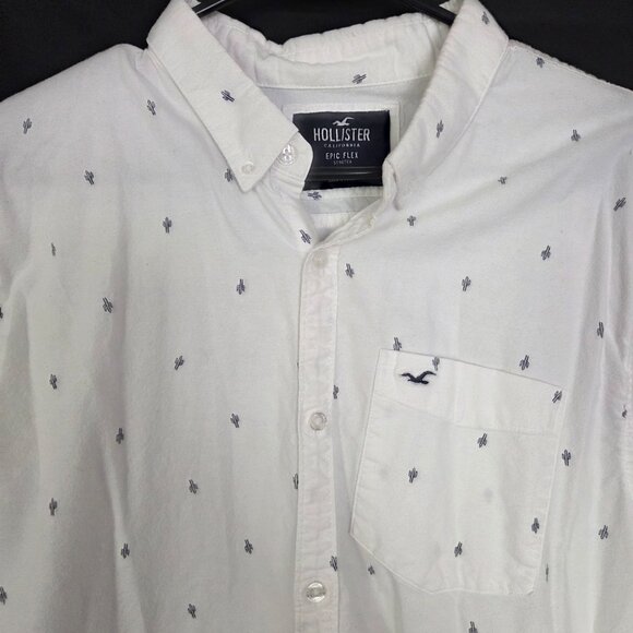 Hollister California White Epic Flex Stretch Shirt Short Sleeve Size XL - Picture 4 of 6